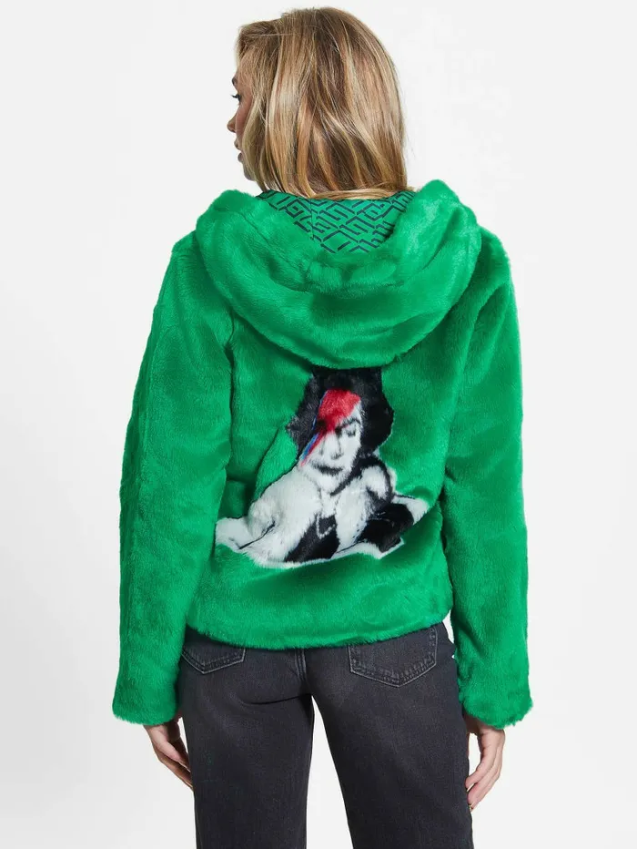 Jackets and Coats GUESS Women Dafne FauxFur Jacket Valley Green