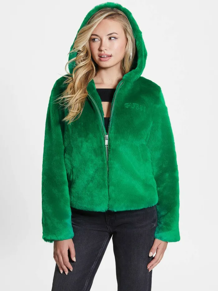 Jackets and Coats GUESS Women Dafne FauxFur Jacket Valley Green Jackets and Coats GUESS Women Dafne FauxFur Jacket Valley Green