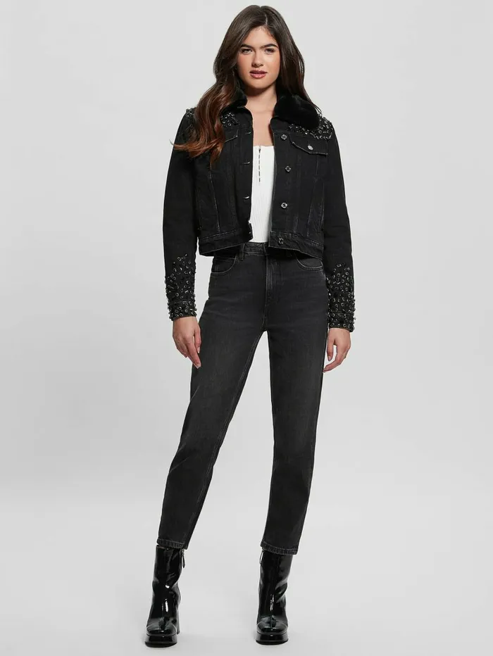 Jackets and Coats GUESS Women Eco Doria Shearling Collar Denim Jacket Craters Stones Jackets and Coats GUESS Women Eco Doria Shearling Collar Denim Jacket Craters Stones