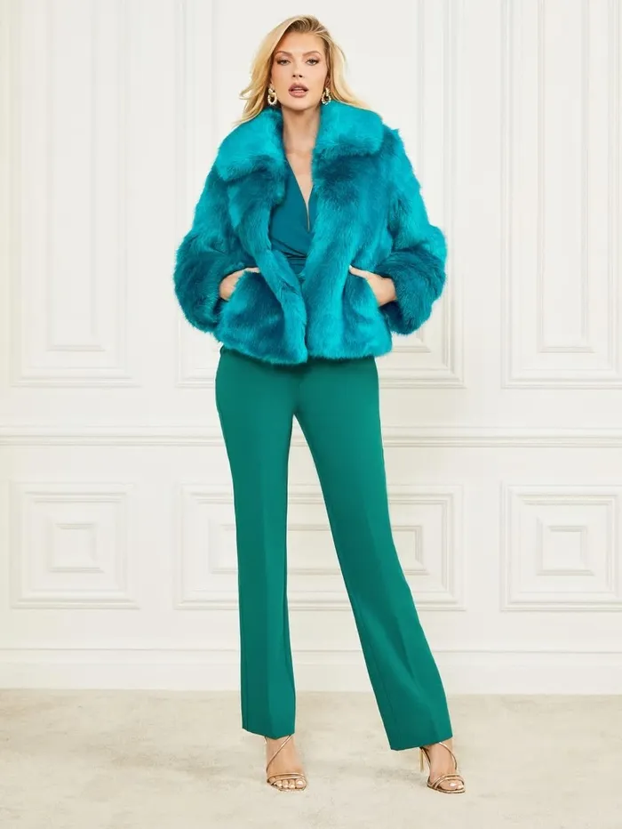 Jackets and Coats Gwenda FauxFur Jacket Bermuda Blue With Darker 8211 GUESS Women Jackets and Coats Gwenda FauxFur Jacket Bermuda Blue With Darker 8211 GUESS Women