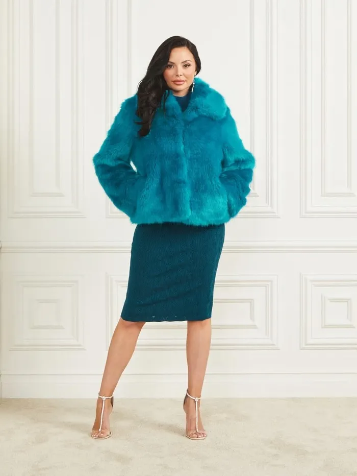 Jackets and Coats Gwenda FauxFur Jacket Bermuda Blue With Darker 8211 GUESS Women Jackets and Coats Gwenda FauxFur Jacket Bermuda Blue With Darker 8211 GUESS Women