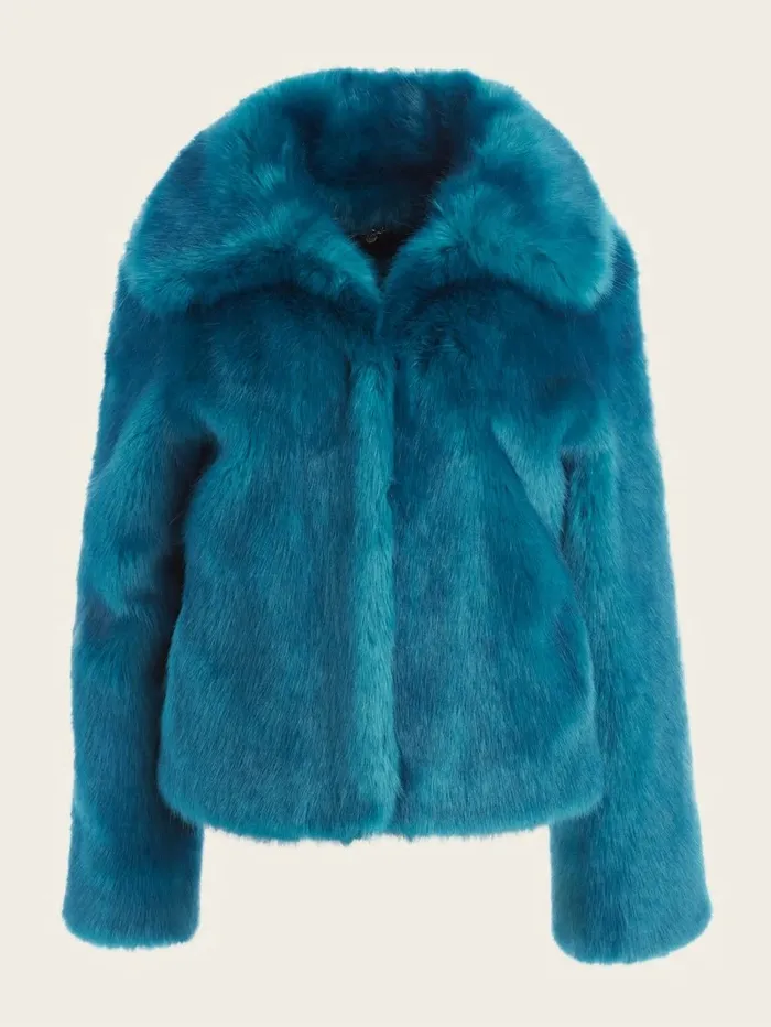 Jackets and Coats Gwenda FauxFur Jacket Bermuda Blue With Darker 8211 GUESS Women Jackets and Coats Gwenda FauxFur Jacket Bermuda Blue With Darker 8211 GUESS Women