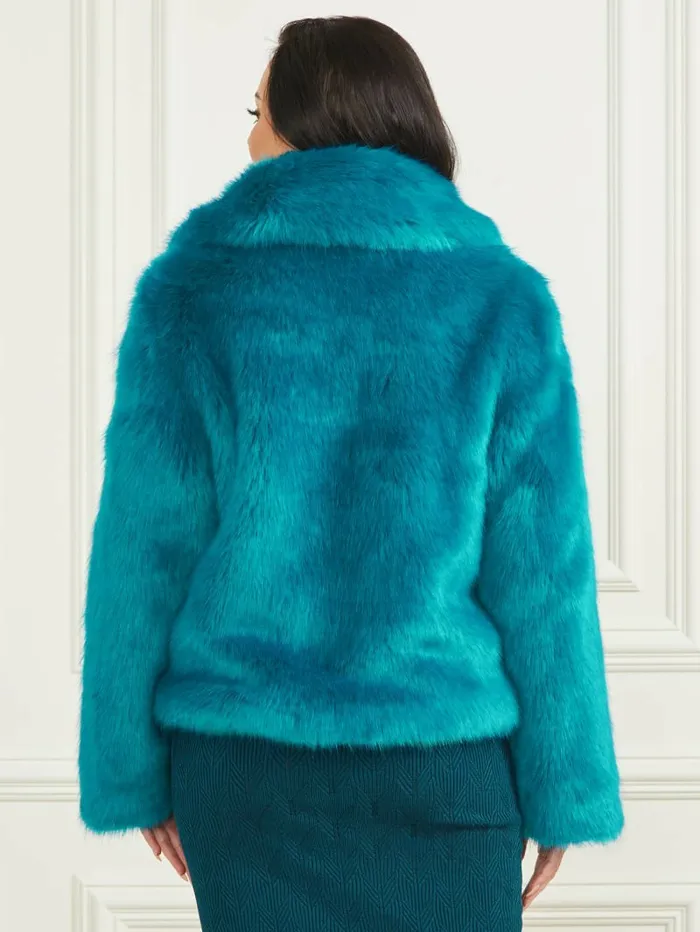 Jackets and Coats Gwenda FauxFur Jacket Bermuda Blue With Darker 8211 GUESS Women Jackets and Coats Gwenda FauxFur Jacket Bermuda Blue With Darker 8211 GUESS Women