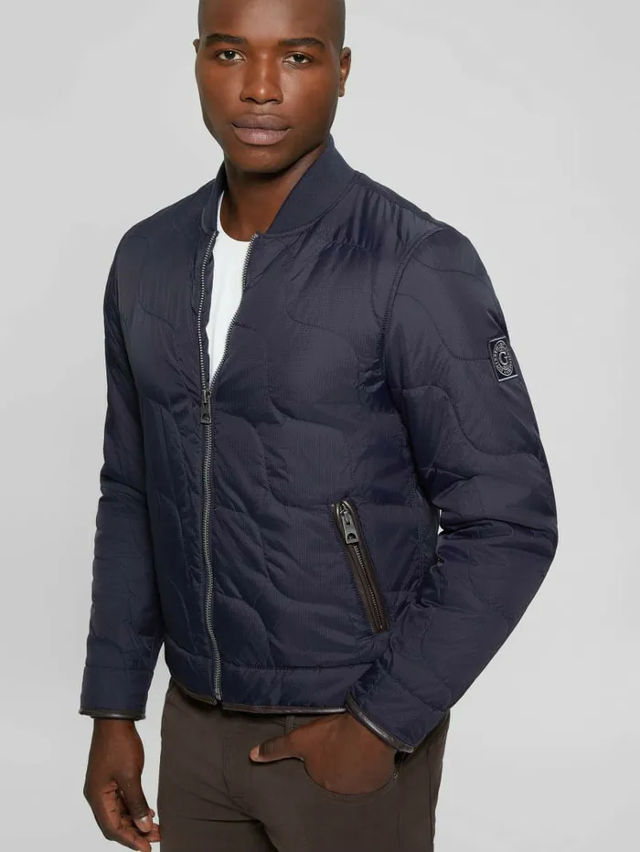 Jackets and Coats Men GUESS Alameda Ripstop Quilted Jacket Bleu lgant