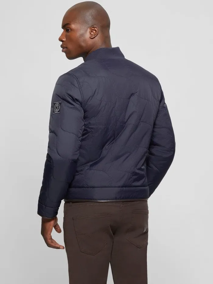 Jackets and Coats Men GUESS Alameda Ripstop Quilted Jacket Bleu lgant
