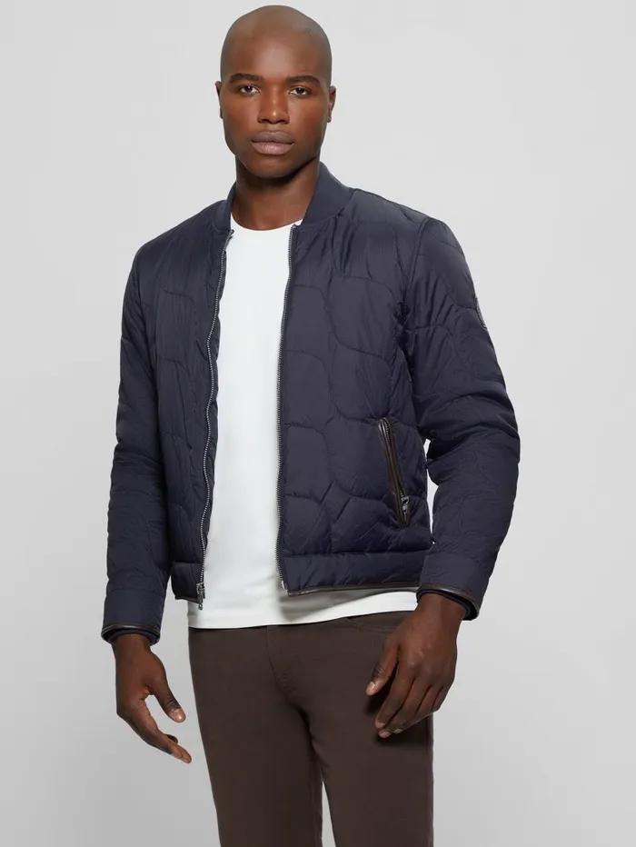 Jackets and Coats Men GUESS Alameda Ripstop Quilted Jacket Bleu lgant