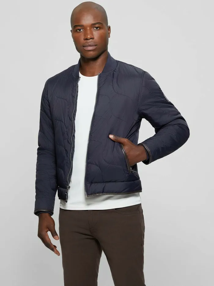 Jackets and Coats Men GUESS Alameda Ripstop Quilted Jacket Bleu lgant
