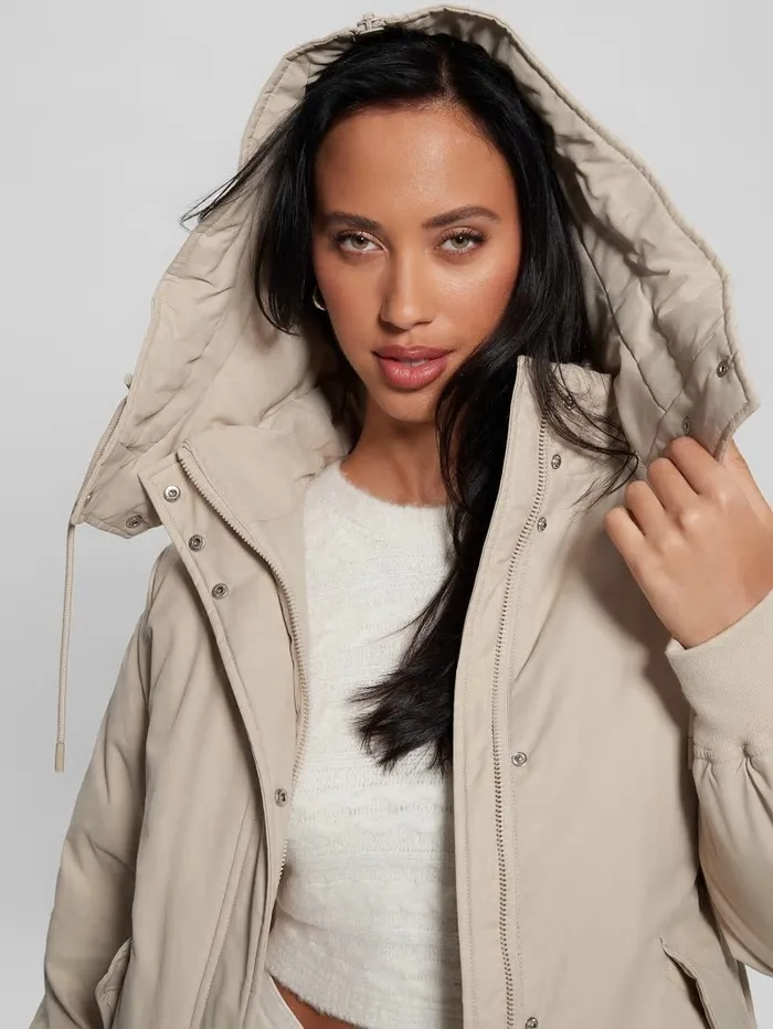 Jackets and Coats Rolanda Hooded Puffer Jacket Pearl Oyster 8211 GUESS Women