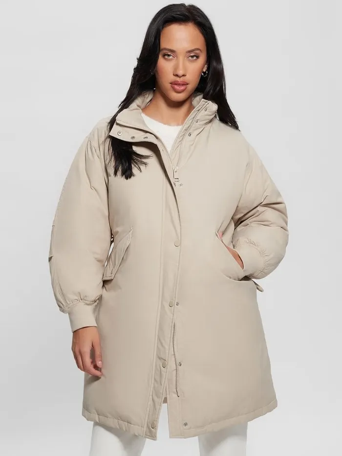 Jackets and Coats Rolanda Hooded Puffer Jacket Pearl Oyster 8211 GUESS Women Jackets and Coats Rolanda Hooded Puffer Jacket Pearl Oyster 8211 GUESS Women