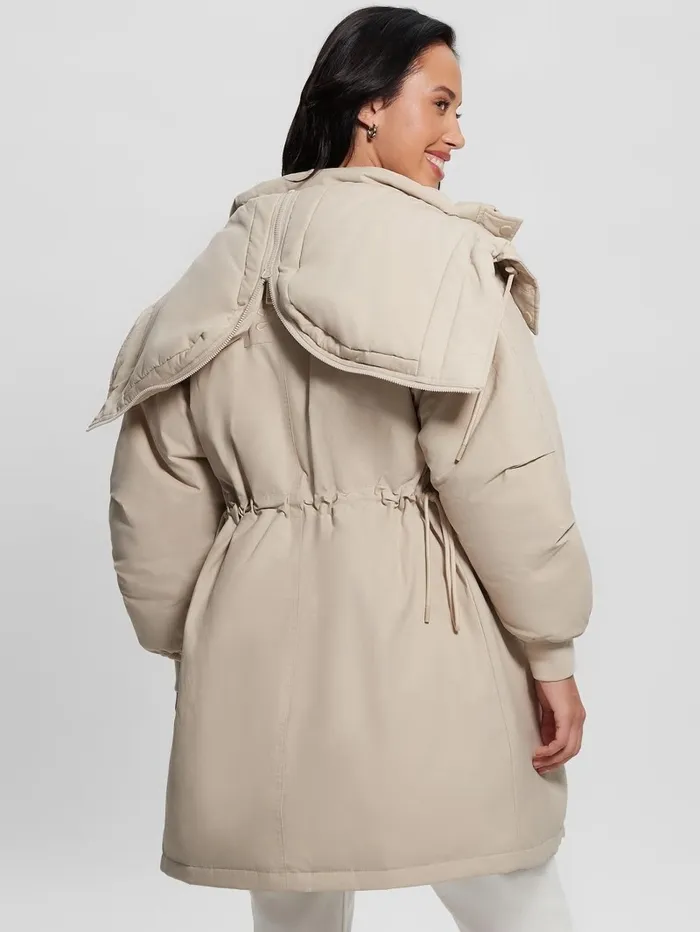 Jackets and Coats Rolanda Hooded Puffer Jacket Pearl Oyster 8211 GUESS Women Jackets and Coats Rolanda Hooded Puffer Jacket Pearl Oyster 8211 GUESS Women