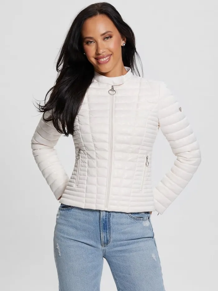 Jackets and Coats Vona Quilted Logo Jacket Parchment Tone 8211 GUESS Women Jackets and Coats Vona Quilted Logo Jacket Parchment Tone 8211 GUESS Women