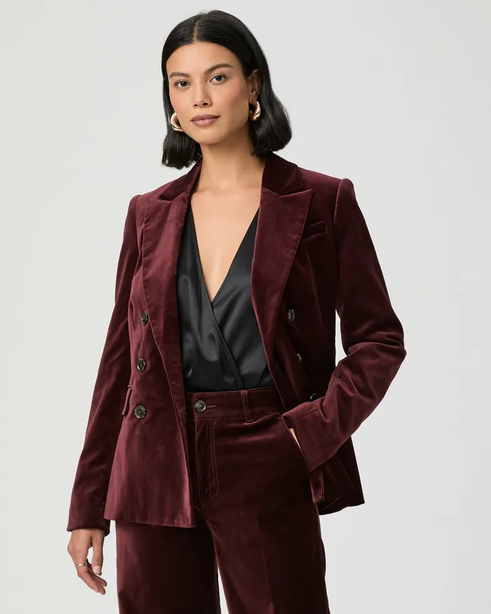 Jackets and Coats Women Malbec Blazer 8211 Dark Oxblood Velvet PAIGE