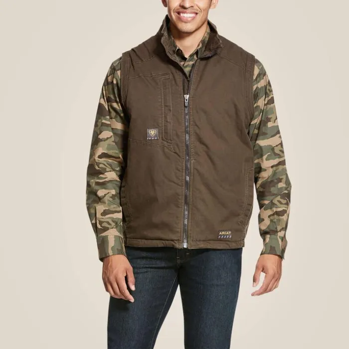 Jackets and Vests Men Ariat Rebar Washed DuraCanvas Insulated Vest Wren