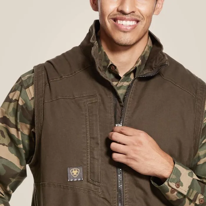 Jackets and Vests Men Ariat Rebar Washed DuraCanvas Insulated Vest Wren Jackets and Vests Men Ariat Rebar Washed DuraCanvas Insulated Vest Wren