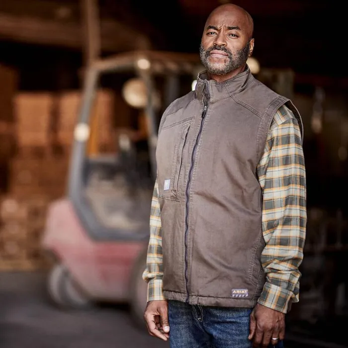 Jackets and Vests Men Ariat Rebar Washed DuraCanvas Insulated Vest Wren Jackets and Vests Men Ariat Rebar Washed DuraCanvas Insulated Vest Wren
