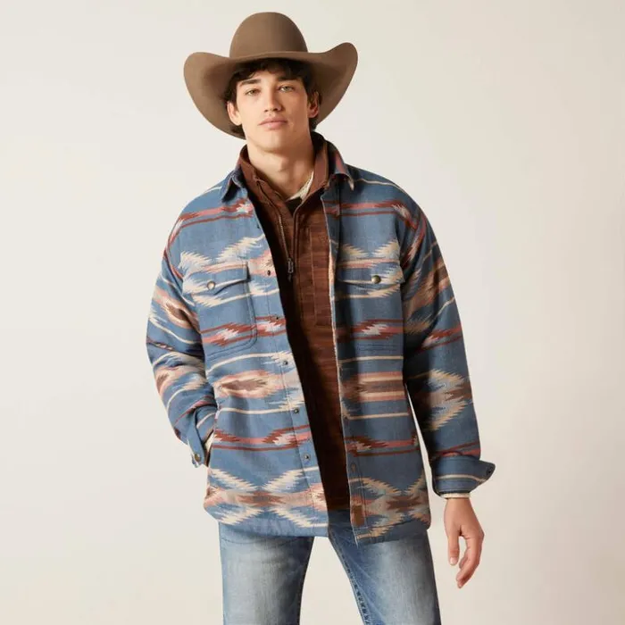 Jackets and Vests Men Ariat Retro Chimayo Shirt Jacket Sailor Blue