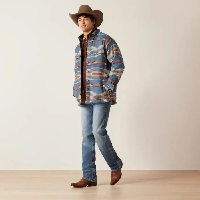 Jackets and Vests Men Ariat Retro Chimayo Shirt Jacket Sailor Blue Jackets and Vests Men Ariat Retro Chimayo Shirt Jacket Sailor Blue