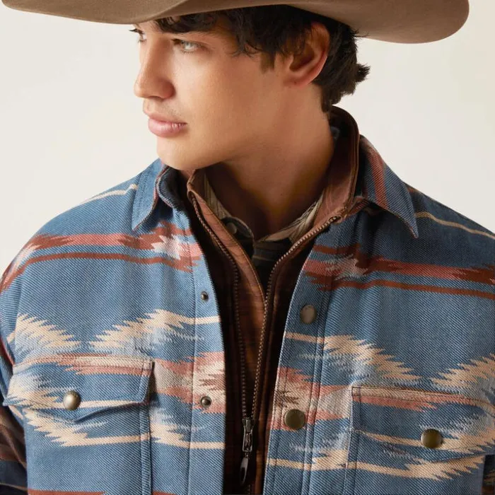 Jackets and Vests Men Ariat Retro Chimayo Shirt Jacket Sailor Blue Jackets and Vests Men Ariat Retro Chimayo Shirt Jacket Sailor Blue