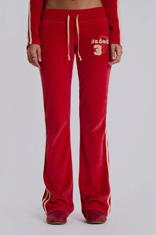 Jaded London Baggy Joggers and Sweatpants Women Red Three Velour Lowrise Bootcut Trousers Red Jaded London Baggy Joggers and Sweatpants Women Red Three Velour Lowrise Bootcut Trousers Red