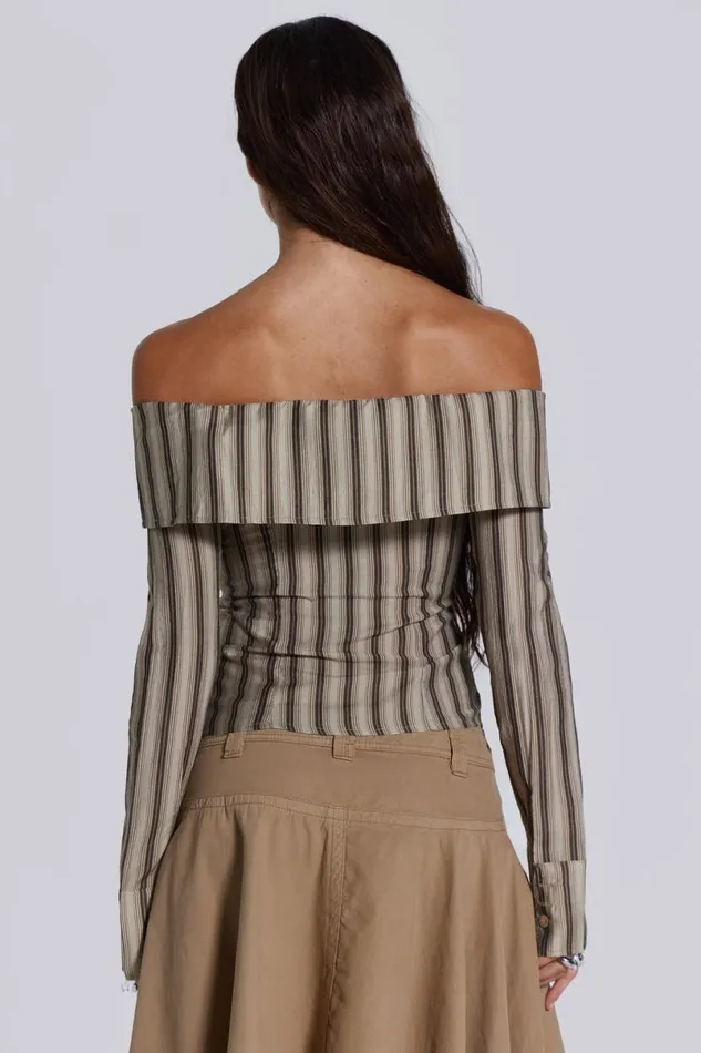 Jaded London Bandeau Tops Women Emra Off The Shoulder Shirt Brown