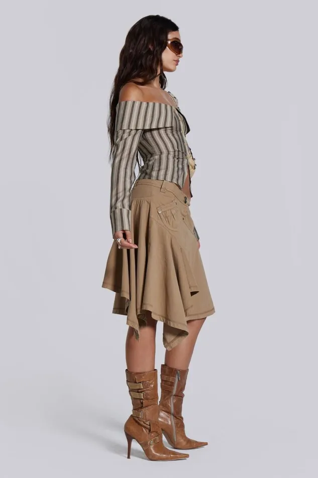 Jaded London Bandeau Tops Women Emra Off The Shoulder Shirt Brown