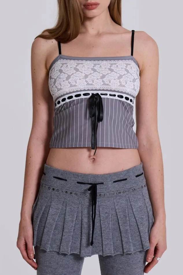 Jaded London Bandeau Tops Women Thursday Pinstripe Cami Top Grey