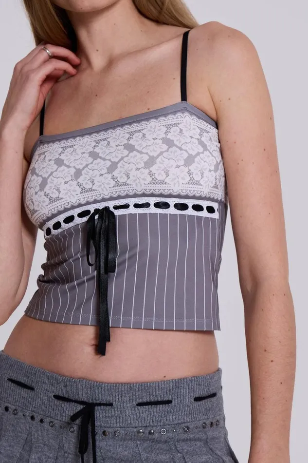 Jaded London Bandeau Tops Women Thursday Pinstripe Cami Top Grey