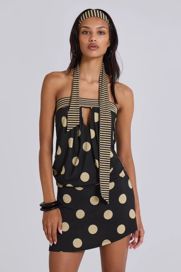 Jaded London Beach CoOrds Women Lola Strapless Mini Dress In Polkadot Stripe Polkadot Jaded London Beach CoOrds Women Lola Strapless Mini Dress In Polkadot Stripe Polkadot