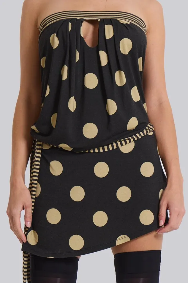 Jaded London Beach CoOrds Women Lola Strapless Mini Dress In Polkadot Stripe Polkadot