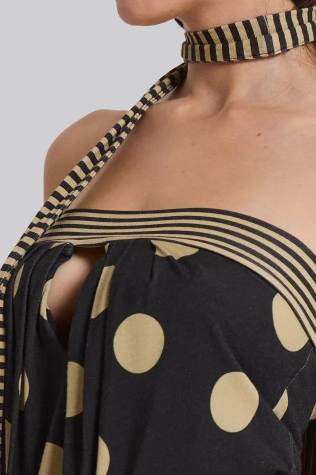 Jaded London Beach CoOrds Women Lola Strapless Mini Dress In Polkadot Stripe Polkadot