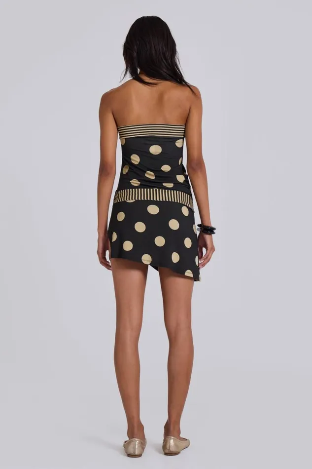 Jaded London Beach CoOrds Women Lola Strapless Mini Dress In Polkadot Stripe Polkadot