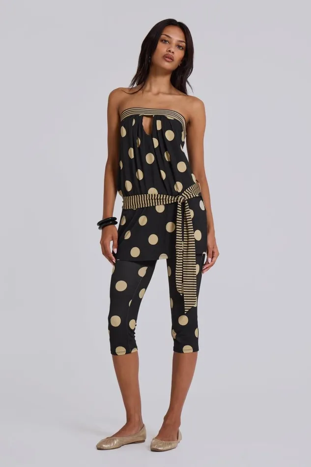 Jaded London Beach CoOrds Women Lola Strapless Mini Dress In Polkadot Stripe Polkadot