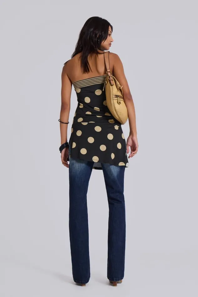 Jaded London Beach CoOrds Women Lola Strapless Mini Dress In Polkadot Stripe Polkadot