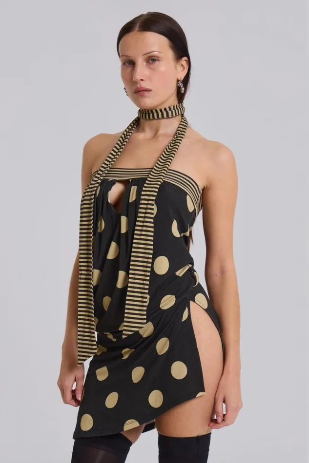 Jaded London Beach CoOrds Women Lola Strapless Mini Dress In Polkadot Stripe Polkadot