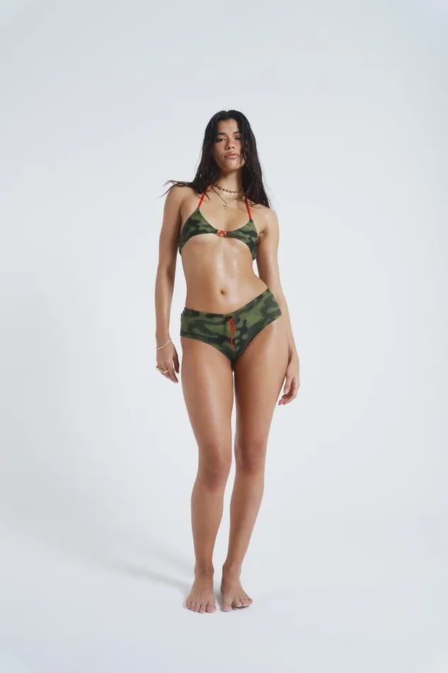 Jaded London Bikini Bottoms Women Astro Camo Hot Pant Bikini Bottoms Khaki