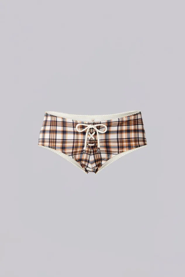 Jaded London Bikini Bottoms Women Checked In Bikini Hot Pants Print