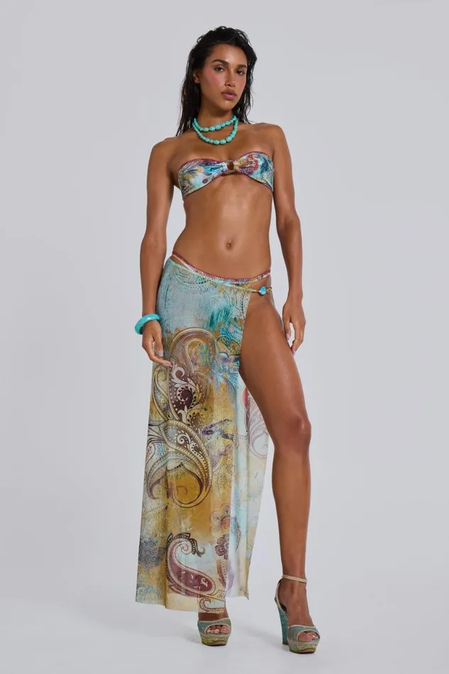Jaded London Bikini Tops Women Daria Whipstitch Bandeau Bikini Top Multi