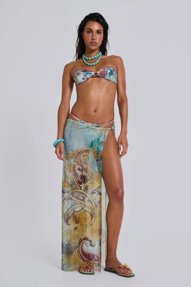 Jaded London Bikini Tops Women Daria Whipstitch Bandeau Bikini Top Multi