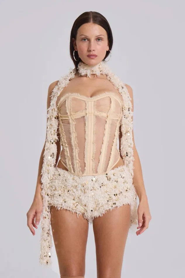 Jaded London Bloomer Shorts Women Champagne Mini Bloomer Shorts Brown