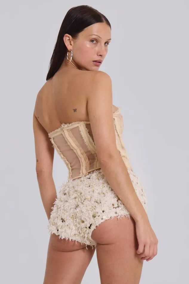 Jaded London Bloomer Shorts Women Champagne Mini Bloomer Shorts Brown