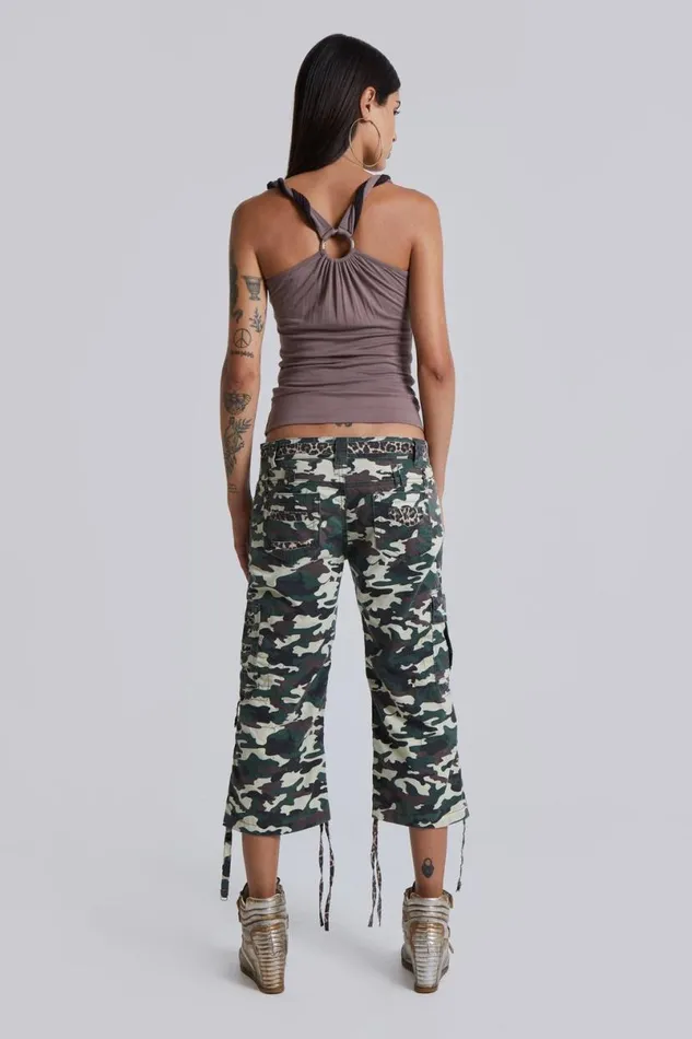 Jaded London Camo Pants Women Stella Camo Leopard Cargo Capri Trousers Camo