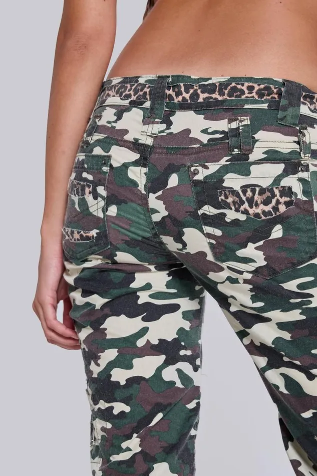 Jaded London Camo Pants Women Stella Camo Leopard Cargo Capri Trousers Camo
