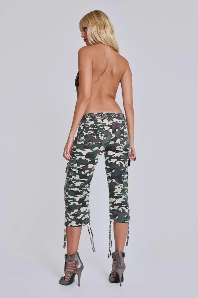 Jaded London Camo Pants Women Stella Camo Leopard Cargo Capri Trousers Camo