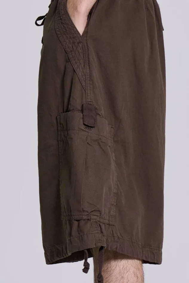 Jaded London Cargo Pants Men Brown Parachute Cargo Shorts Brown