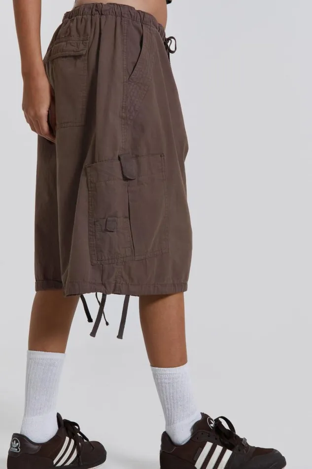Jaded London Cargo Pants Men Brown Parachute Cargo Shorts Brown
