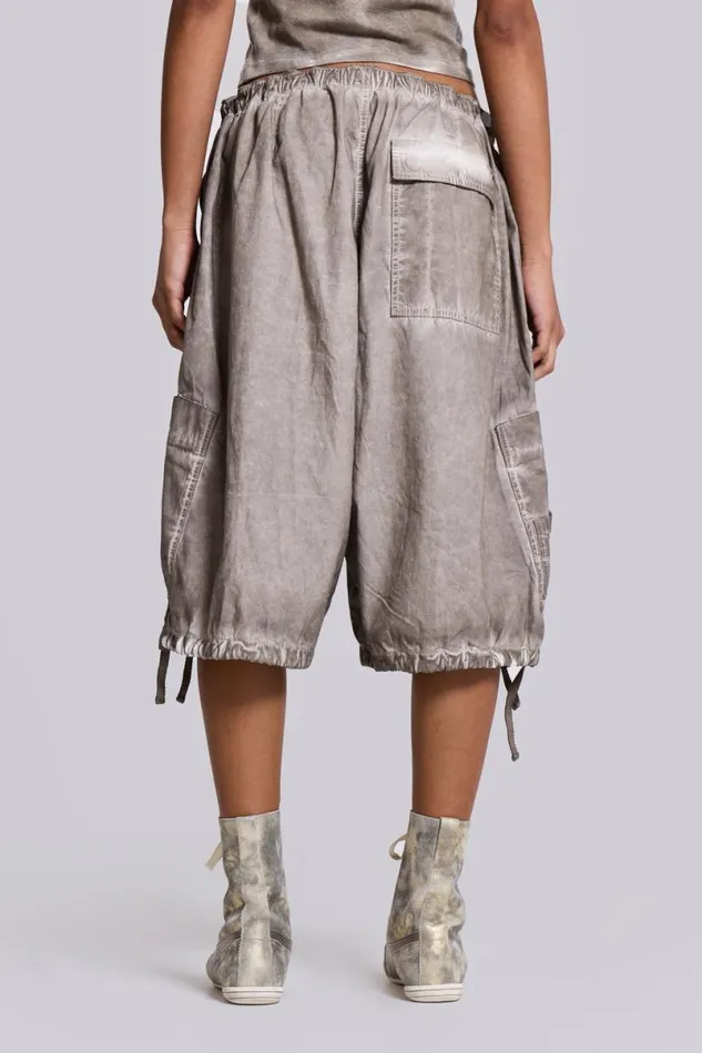 Jaded London Cargo Pants Men Stone Oil Wash Parachute Shorts Grey