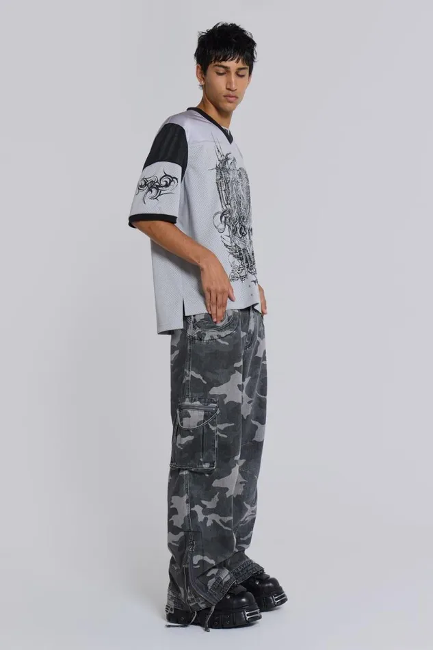 Jaded London Cargo Pants WomenUnisex Washed Black Trooper Camo Cargo Pant Camo
