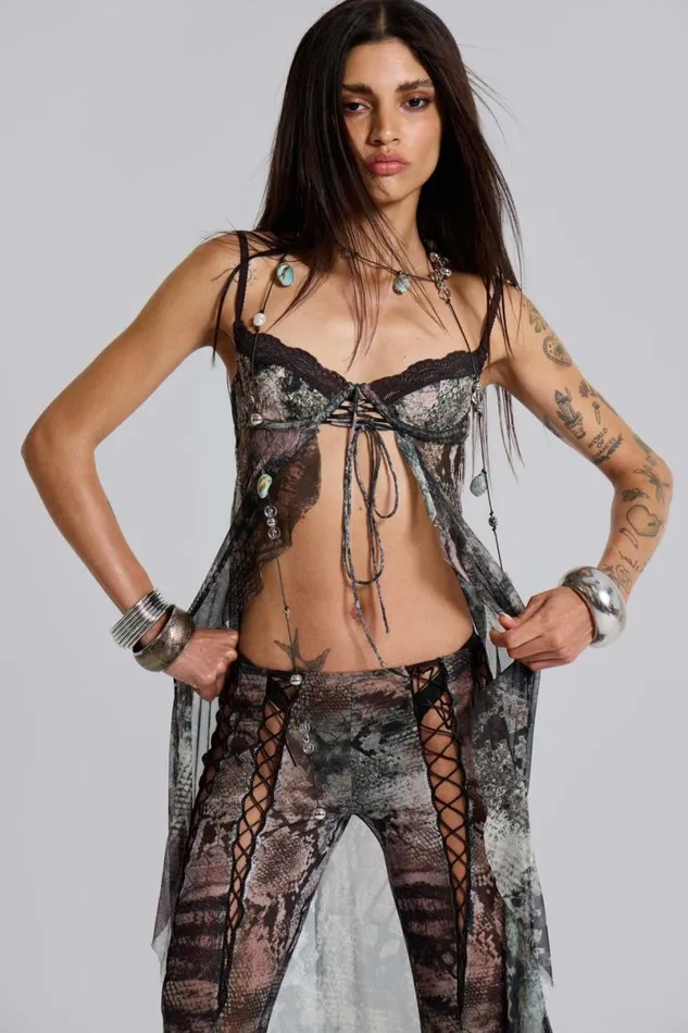 Jaded London CoOrds Women Astoria Bralette In Snake Snake