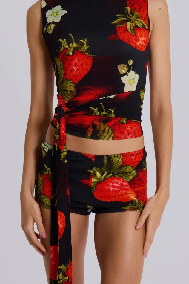Jaded London CoOrds Women Camarosa Strawberry Mini Shorts Red