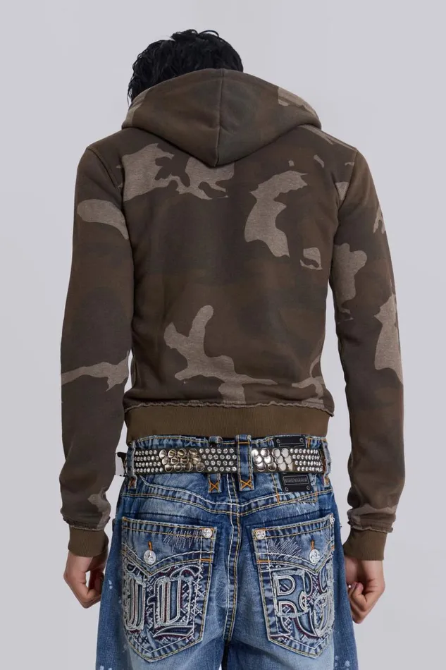 Jaded London CoOrds Women Camo Mini Monster Hoodie Green